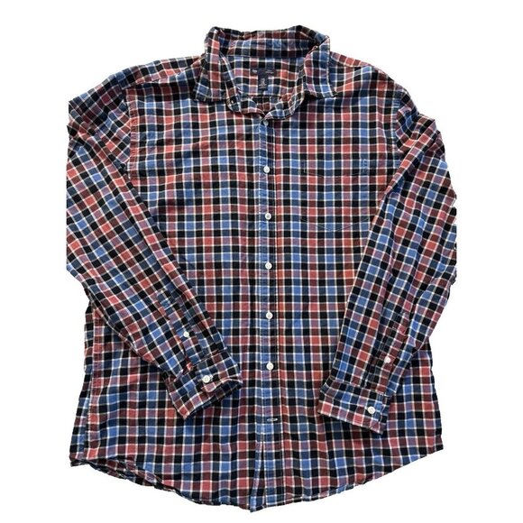 Gap Shirt Men's 2XL Slim Fit Plaid Long Sleeve Button Down Collared Preppy - Picture 1 of 10